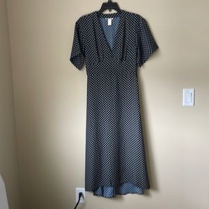 Printed Navy Midi Dress